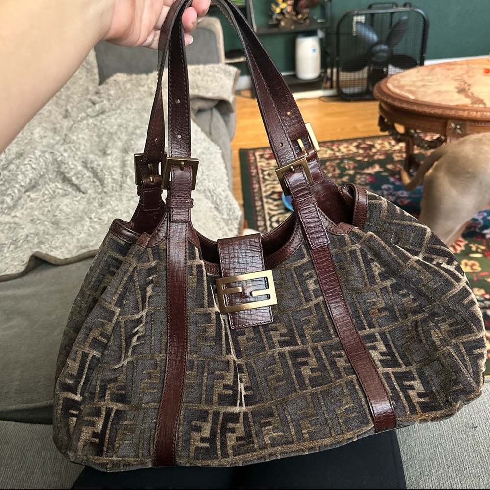 Rare Fendi Velour Baquette Bag